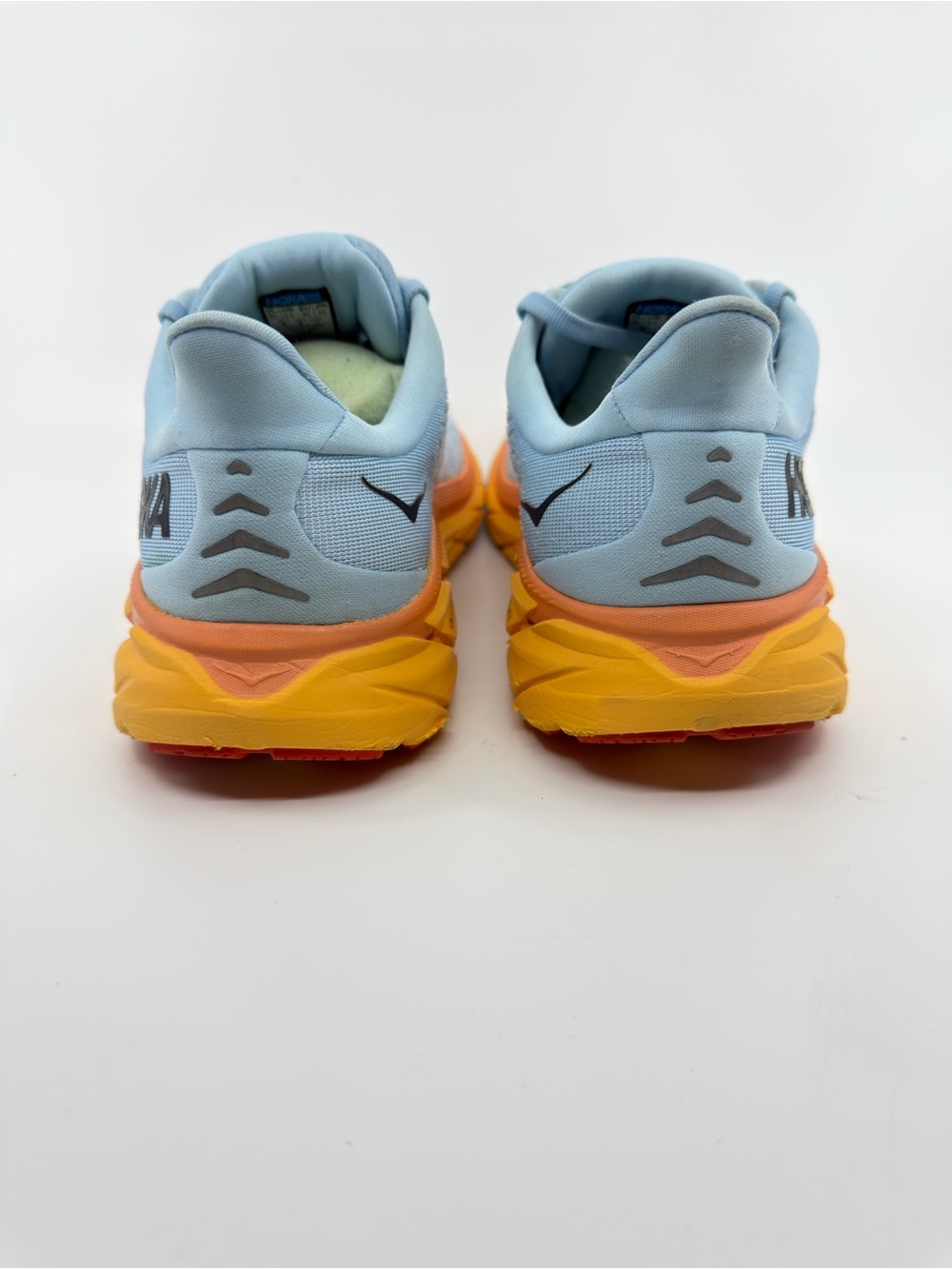 Hoka One One Women Size 8 Blue Orange Clifton 8 Running Shoes Sneakers - Picture 4 of 9